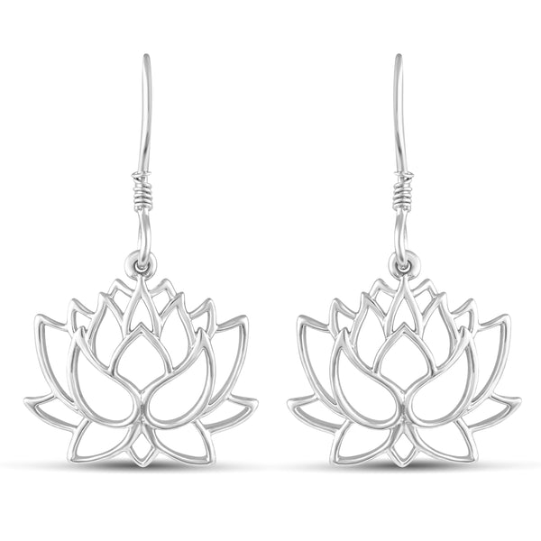 Open Lotus Lace Flower Drop Dangle Swing Earrings silver925 jewelry primeandpure