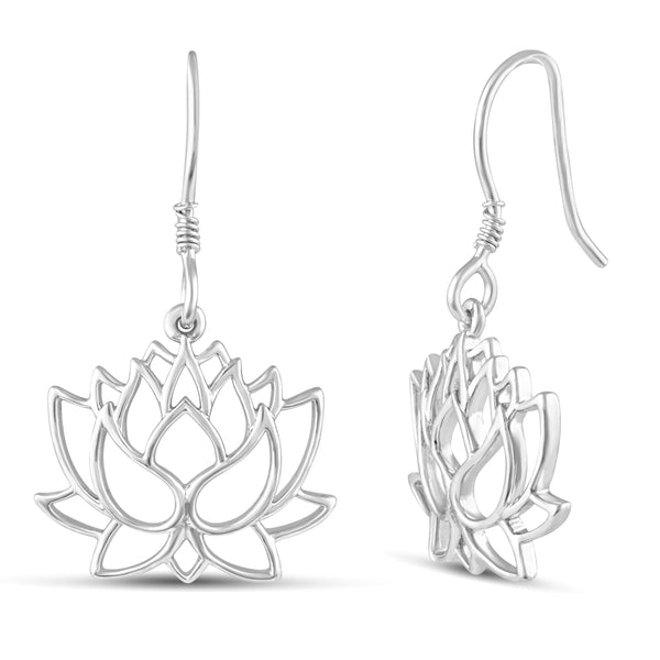 Open Lotus Lace Flower Drop Dangle Swing Earrings in 925 Sterling Silver - Prime and Pure