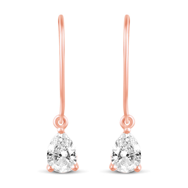 3 Sizes Teardrop Drop Dangle Earrings in 925 Sterling Silver Pink Rose Gold - Prime and Pure