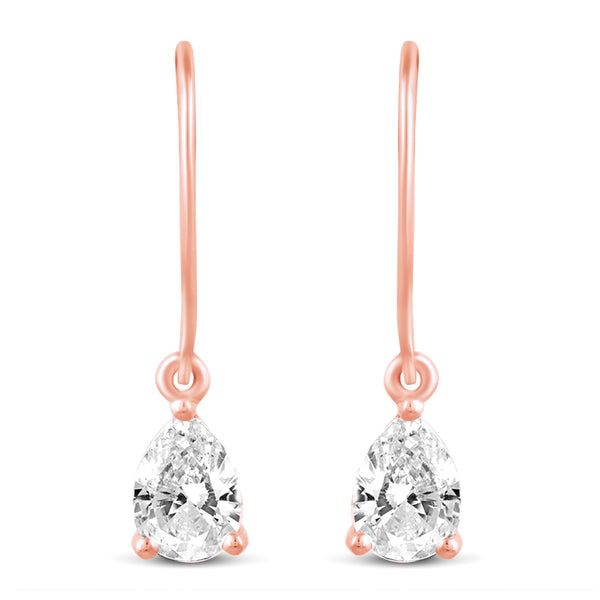 3 Sizes Teardrop Drop Dangle Earrings in 925 Sterling Silver Pink Rose Gold - Prime and Pure