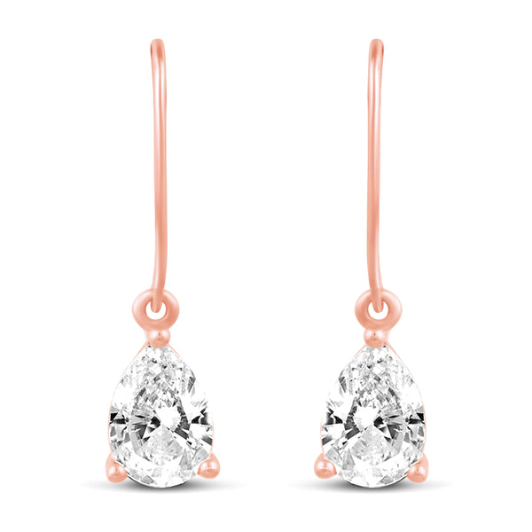 3 Sizes Teardrop Drop Dangle Earrings in 925 Sterling Silver Pink Rose Gold - Prime and Pure