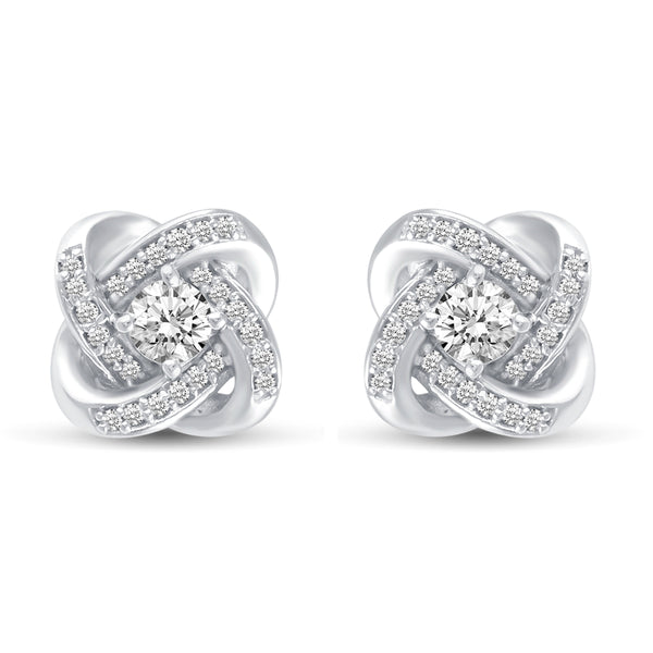 Pave Love Knot Stud Earrings silver925 primeandpure