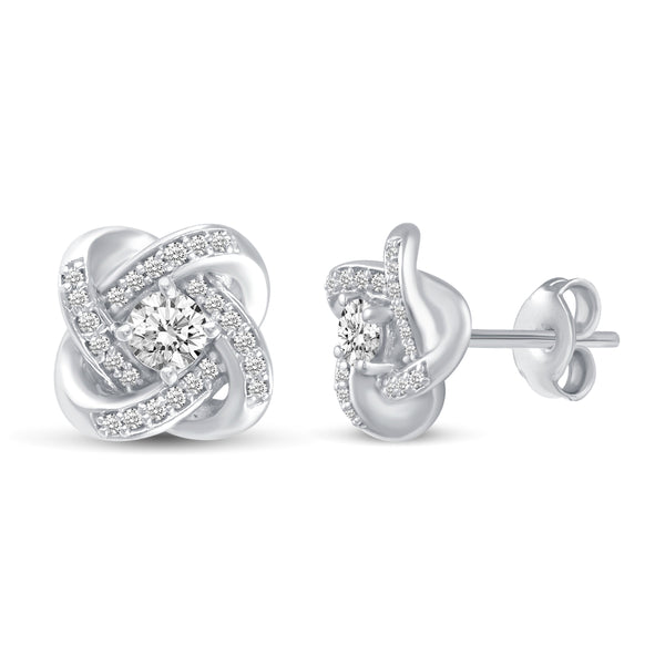 Pave Love Knot Stud Earrings silver925 primeandpure