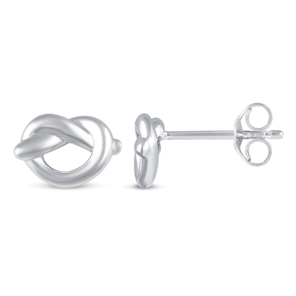 Mini Heart Knot Swirl Pretzel Bow Stud Earrings in 925 Sterling Silver - Prime and Pure