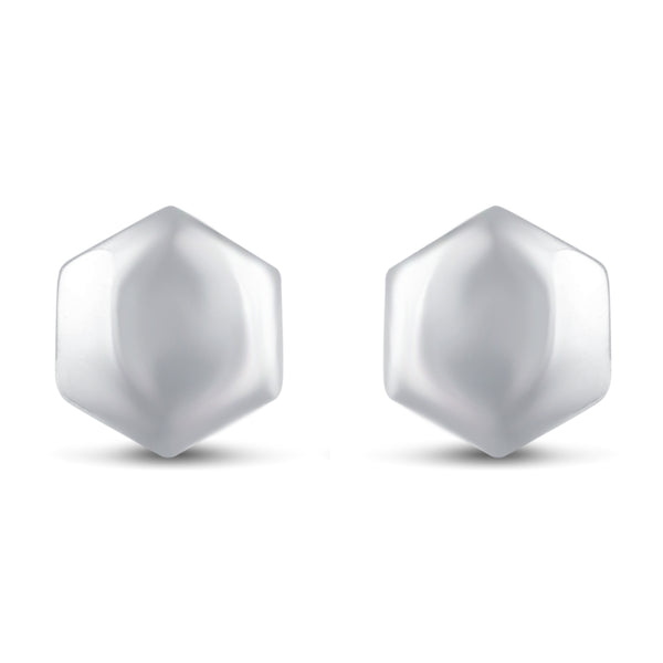 Solid Disk Plain Plain Hexagon Geometric Stud Earrings solver925 primeandpure