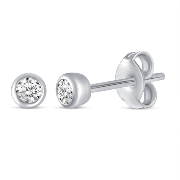 Bezel Set Round Cut Stud Earrings in 925 Sterling Silver - Prime and Pure