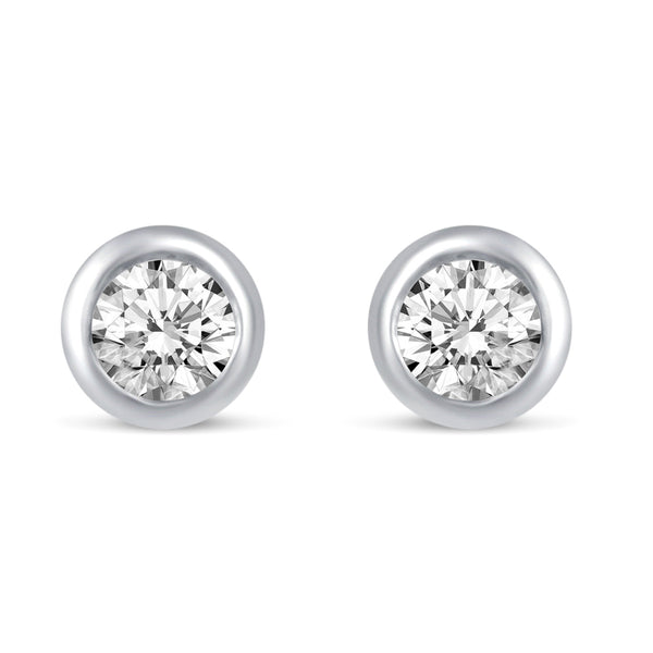 Bezel Set Round Cut Stud Earrings in 925 Sterling Silver - Prime and Pure