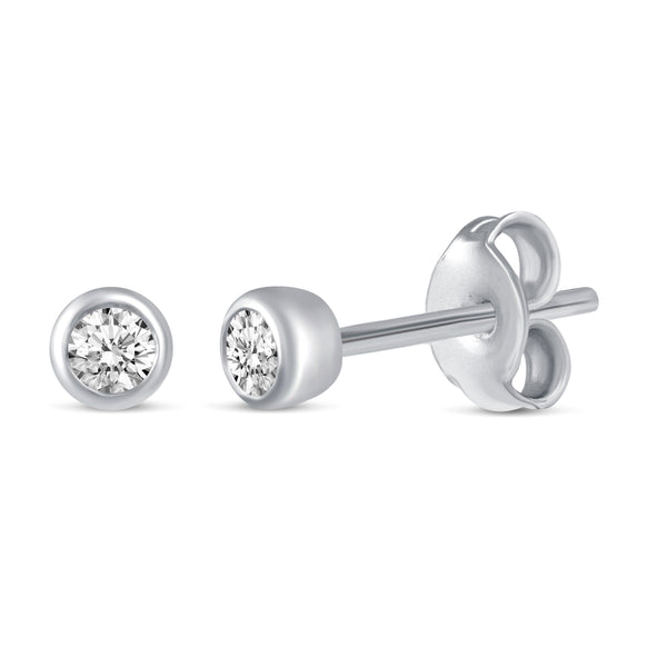 Bezel Set Round Cut Stud Earrings in 925 Sterling Silver - Prime and Pure