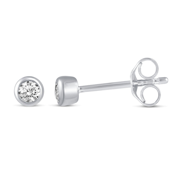 Bezel Set Round Cut Stud Earrings in 925 Sterling Silver - Prime and Pure