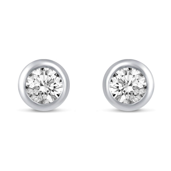 Bezel Set Round Cut Stud Earrings in 925 Sterling Silver - Prime and Pure