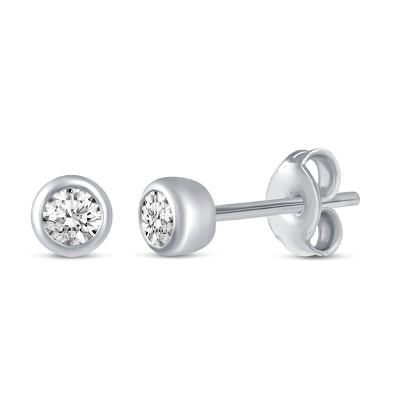 Bezel Set Round Cut Stud Earrings in 925 Sterling Silver - Prime and Pure