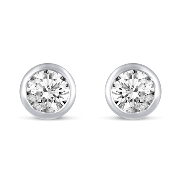 Bezel Set Round Cut Stud Earrings in 925 Sterling Silver Jewelry