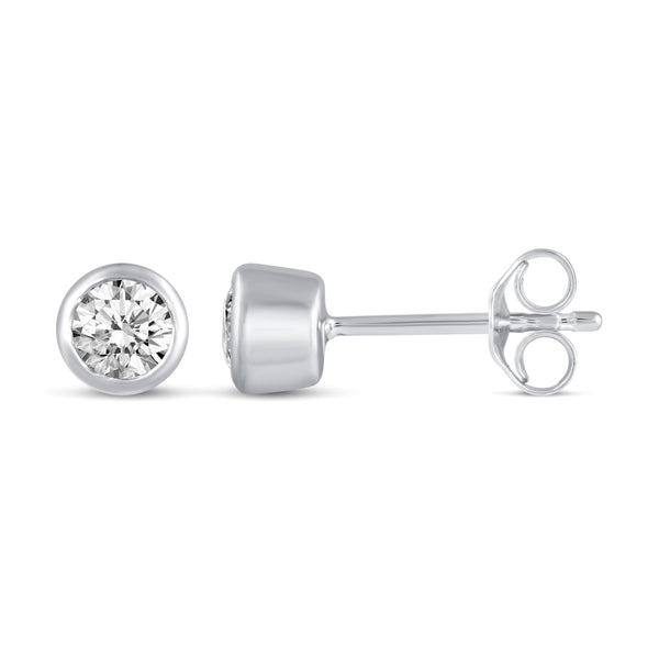 Bezel Set Round Cut Stud Earrings in 925 Sterling Silver - Prime and Pure