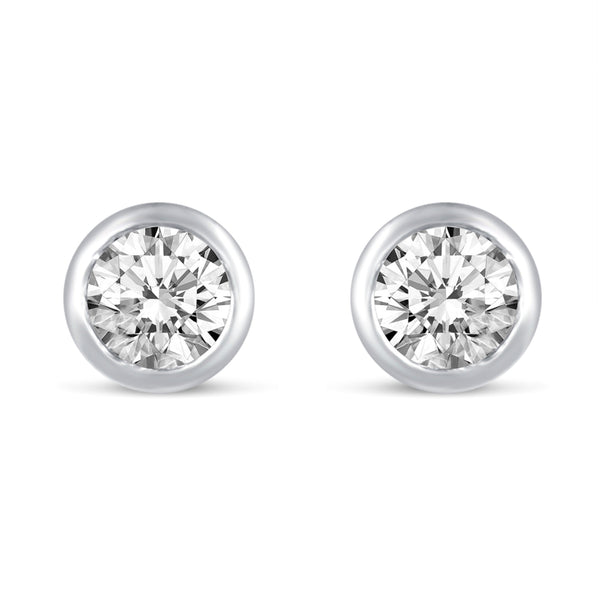 Bezel Set Round Cut Stud Earrings in 925 Sterling Silver Jewelry