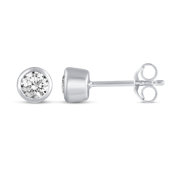 Bezel Set Round Cut Stud Earrings in 925 Sterling Silver - Prime and Pure