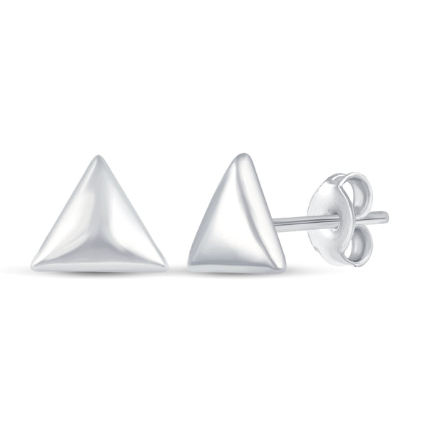 Solid Disk Plain Triangle Stud Earrings in 925 Sterling Silver - Prime and Pure