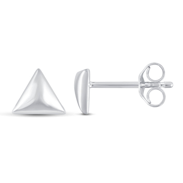 Solid Disk Plain Triangle Stud Earrings in 925 Sterling Silver - Prime and Pure