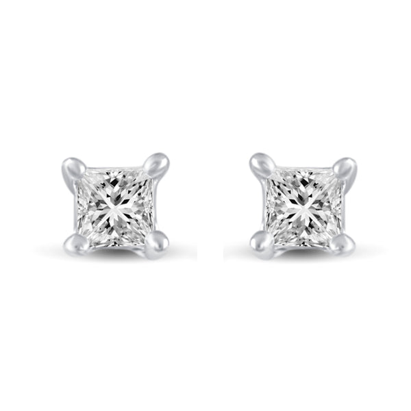 Princess Cut Stud Earrings in 925 Sterling Silver - Prime and Pure