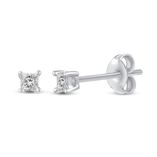 Princess Cut Stud Earrings in 925 Sterling Silver - Prime and Pure