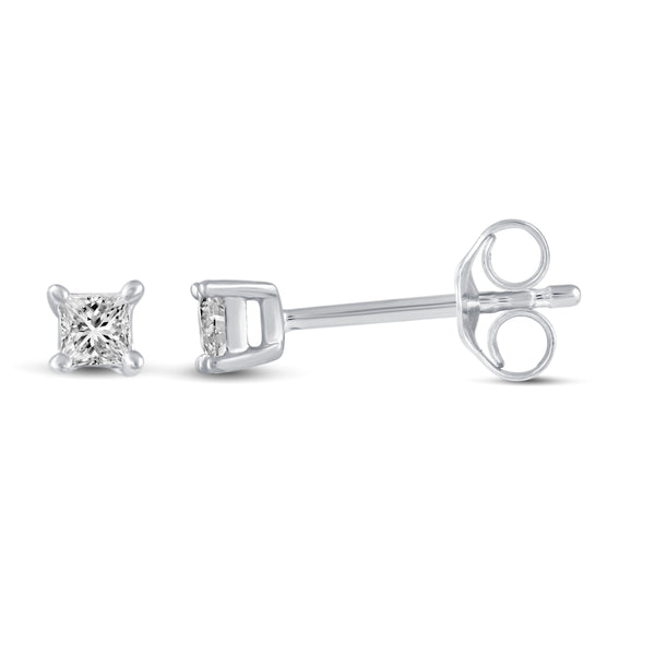 Princess Cut Stud Earrings in 925 Sterling Silver - Prime and Pure