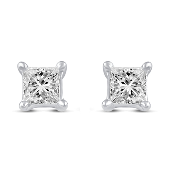 Princess Cut Stud Earrings in 925 Sterling Silver - Prime and Pure