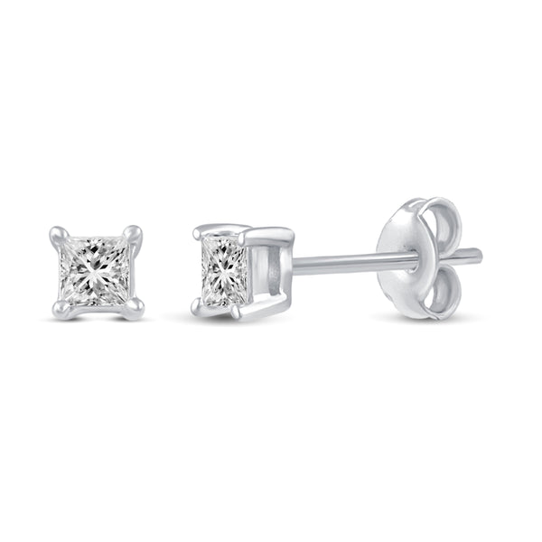 Princess Cut Stud Earrings in 925 Sterling Silver - Prime and Pure