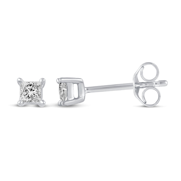 Princess Cut Stud Earrings in 925 Sterling Silver - Prime and Pure