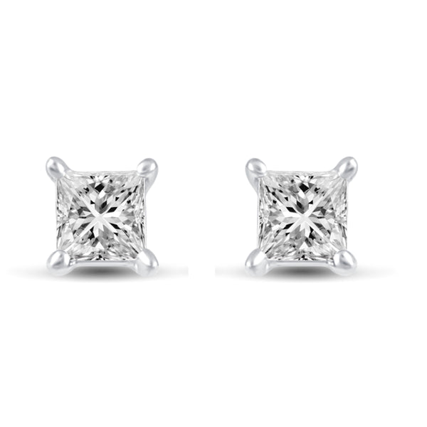 Princess Cut Stud Earrings in 925 Sterling Silver - Prime and Pure