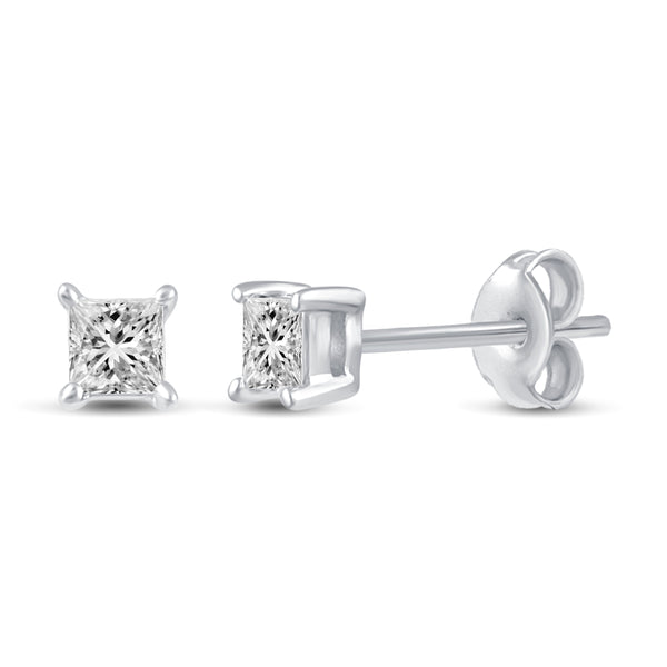 Princess Cut Stud Earrings in 925 Sterling Silver - Prime and Pure