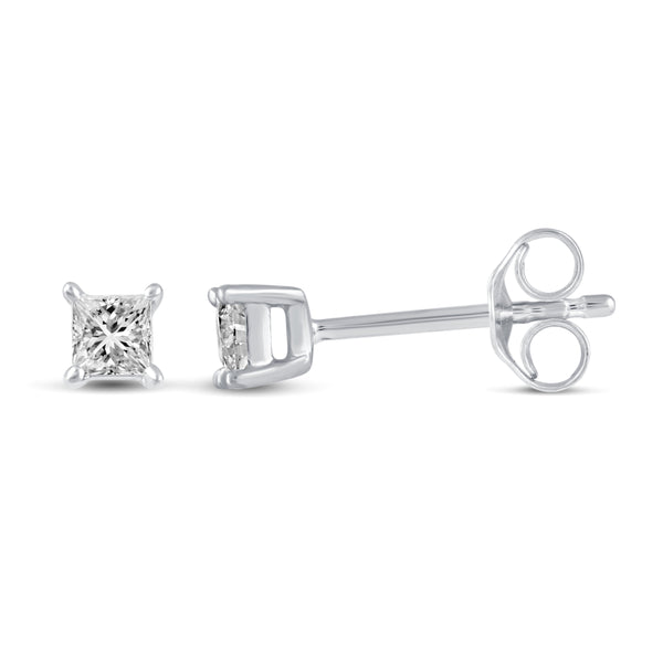 Princess Cut Stud Earrings in 925 Sterling Silver - Prime and Pure