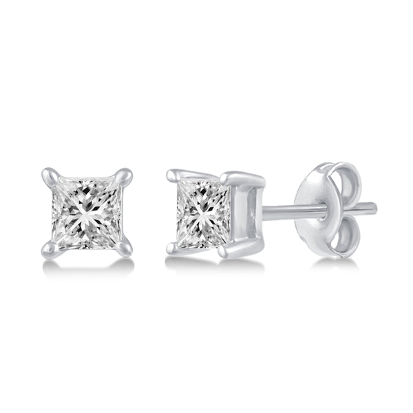 Princess Cut Stud Earrings in 925 Sterling Silver - Prime and Pure