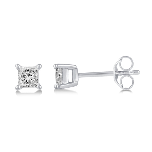 Princess Cut Stud Earrings in 925 Sterling Silver - Prime and Pure