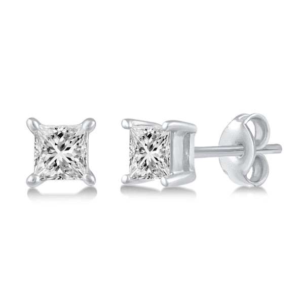 Princess Cut Stud Earrings in 925 Sterling Silver - Prime and Pure