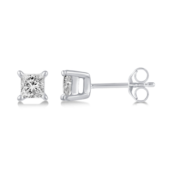 Princess Cut Stud Earrings in 925 Sterling Silver - Prime and Pure