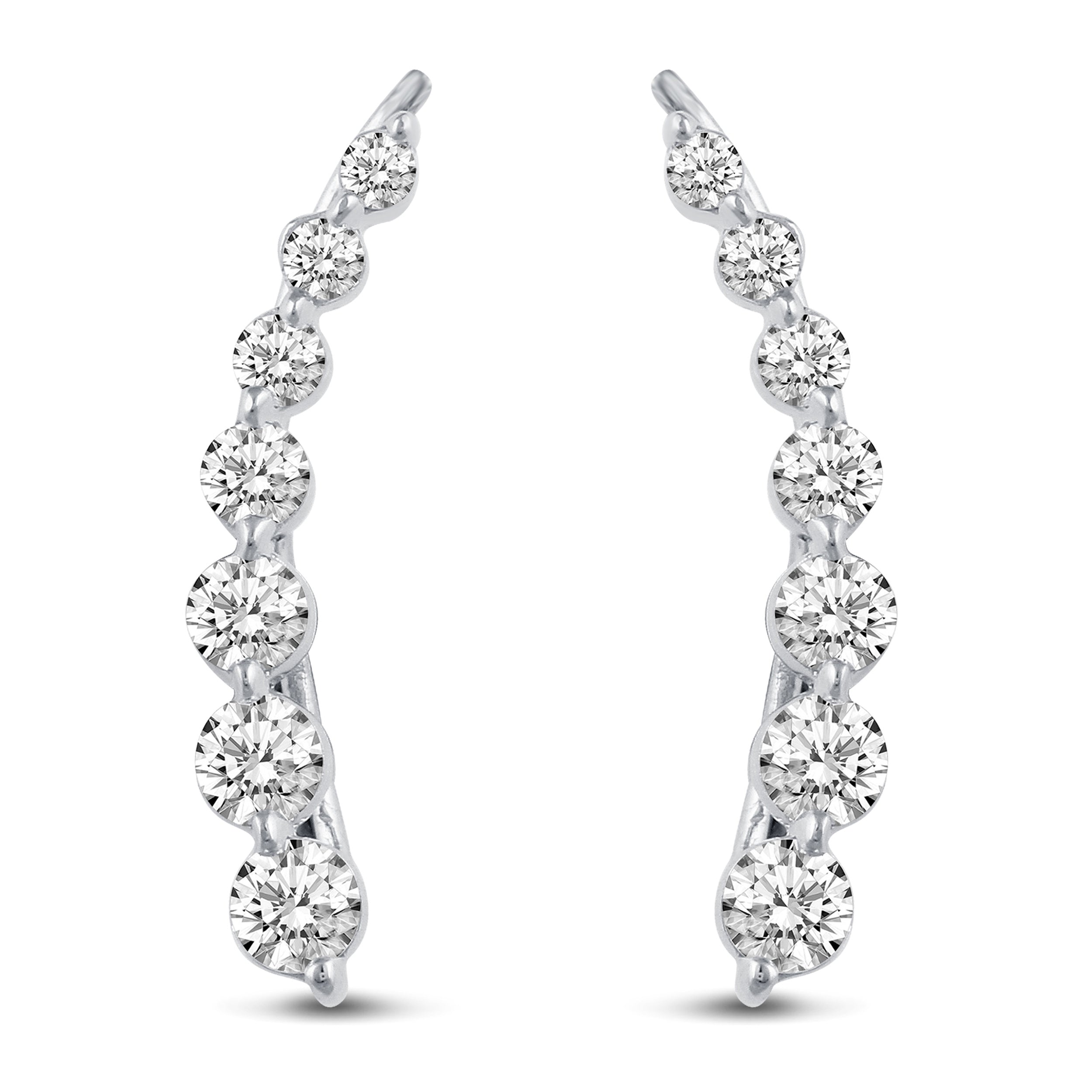 925 Sterling Silver Ear Crawler Stud Climber Earrings – Crystal CZ Charm For Women