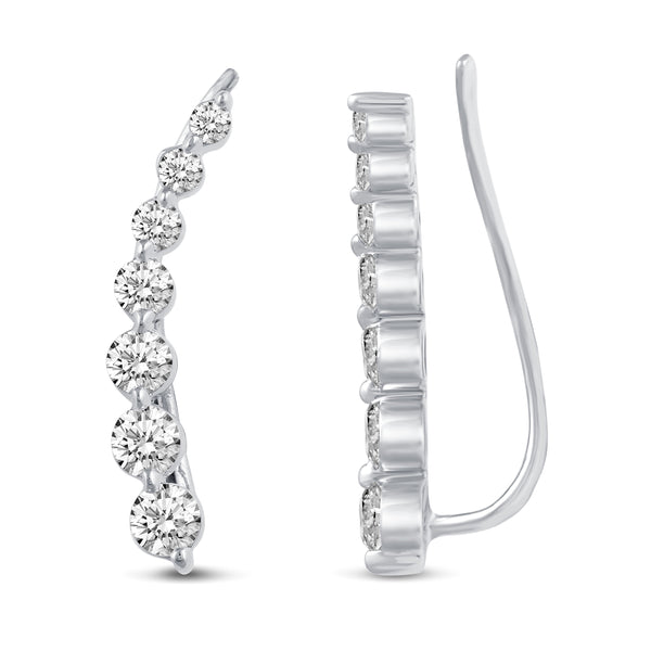 Shiny Ear Jacket Climber Earrings in 925 Sterling Silver Crawler - Prime and Pure