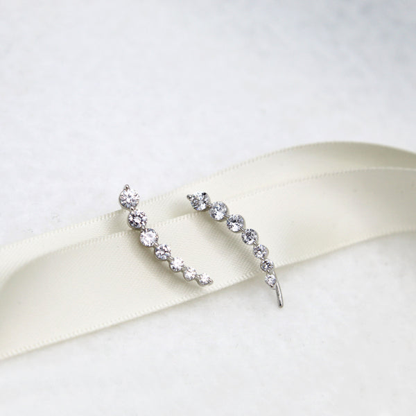 Shiny Ear Jacket Climber Earrings in 925 Sterling Silver Crawler