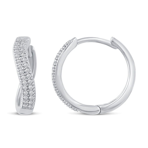 Pave Hoop Swirl Shell Earrings Huggies in 925 Sterling Silver - Prime and Pure