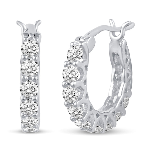 Pave Inside Out Hoop Luxury Earrings Haggiess in 925 Sterling Silver - Prime and Pure