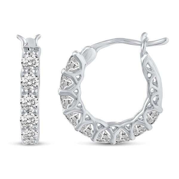 Pave Inside Out Hoop Luxury Earrings Haggiess in 925 Sterling Silver