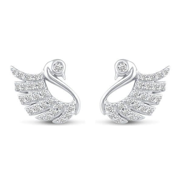 Swan Pave Stud Earrings in 925 Sterling Silver primeandpure