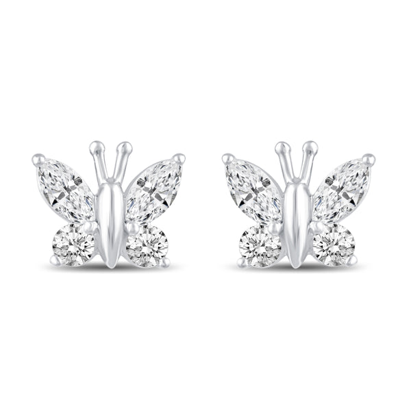 Butterfly Cluster Stud Earrings in 925 Sterling Silver