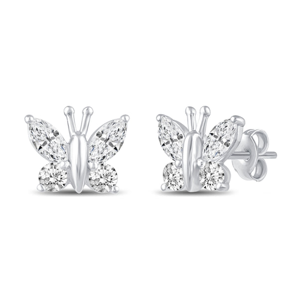 Butterfly Cluster Stud Earrings in 925 Sterling Silver