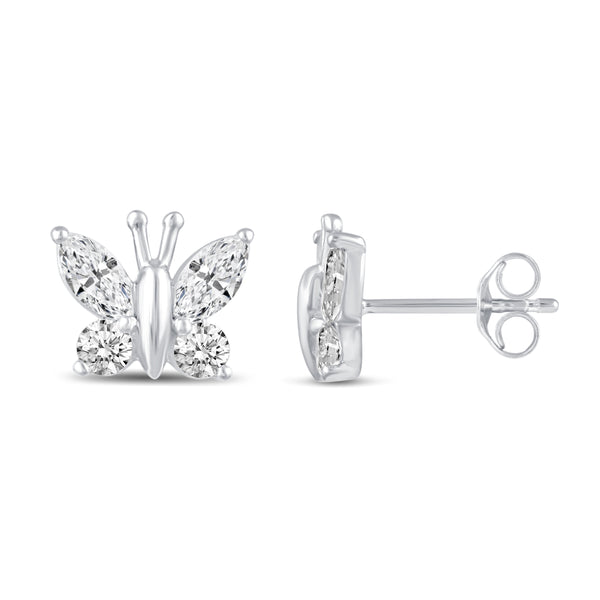 Butterfly Cluster Stud Earrings in 925 Sterling Silver - Prime and Pure