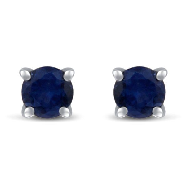 Synthetic  Saphhire Stud Earrings in 925 Sterling Silver