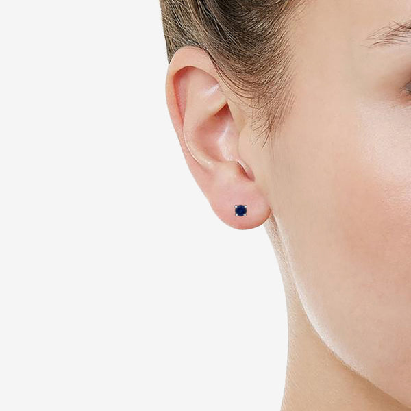 Synthetic  Saphhire Stud Earrings in 925 Sterling Silver