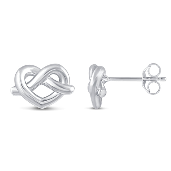 Heart Knot Swirl Pretzel Bow Stud Earrings in 925 Sterling Silver primeandpure jewelry