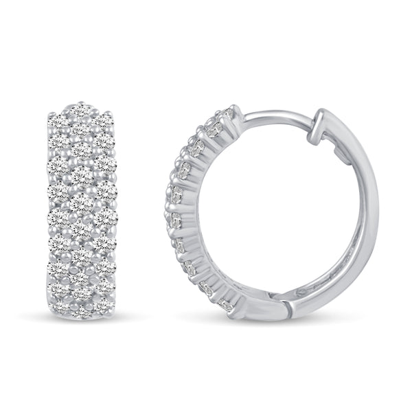 Pave Hoop Earrings Huggies in 925 Sterling Silver