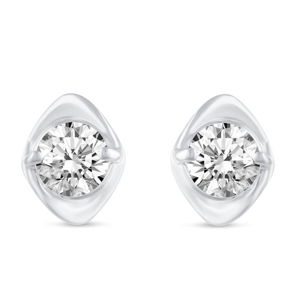 Floating Single Stone Petite Fleur Flower Petal Earrings in 925 Sterling Silver (Select Design)