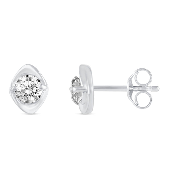 Floating Single Stone Petite Fleur Flower Petal Earrings in 925 Sterling Silver (Select Design)